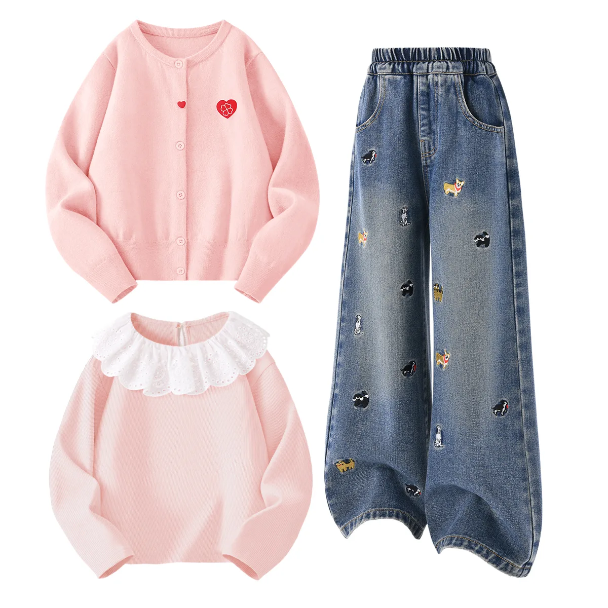 Детский спортивный комплект из 3 предметов Disney, Solid Color Pink+Solid Color Denim Blue+Solid Color Baby Pink