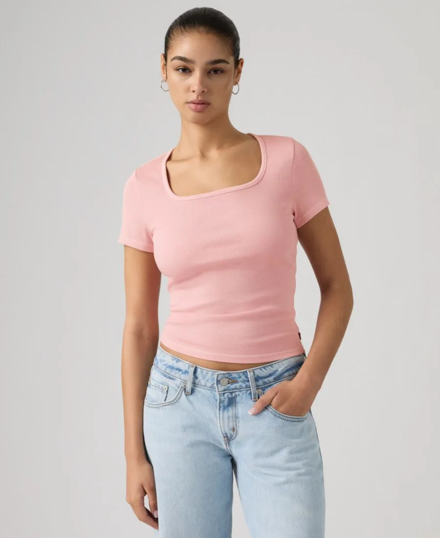 Женская базовая футболка с квадратным вырезом Levi's, Garment Dye Fa191913 Coral Blush