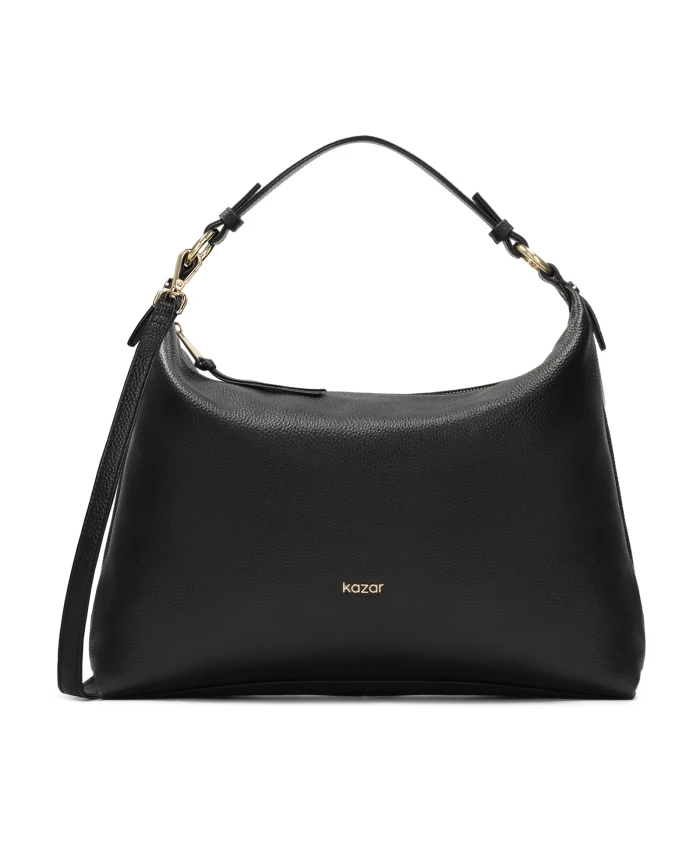 

Черная кожаная сумка свободного кроя Kazar, черный