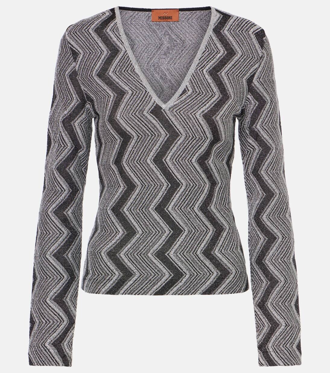 

Металлический свитер с узором «зигзаг» Missoni, цвет black and silver