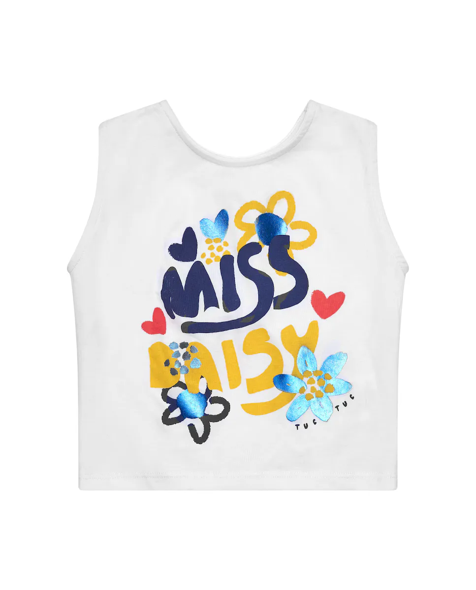 

Футболка без рукавов для девочек с надписью "MISS DAISY" Tuc tuc, белый