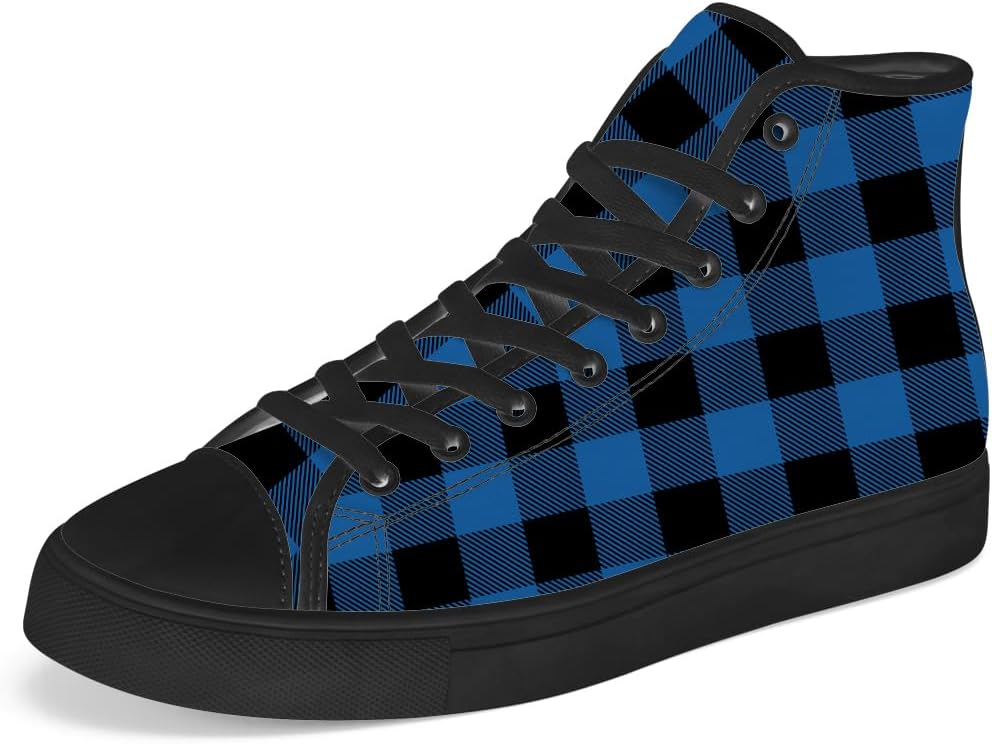 

Кеды на высокой подошве chebing из холщовой ткани для мужчин и женщин, высокие кроссовки в клетку «буффало», с шнуровкой, повседневная обувь, подарок для папы и мамы, синий