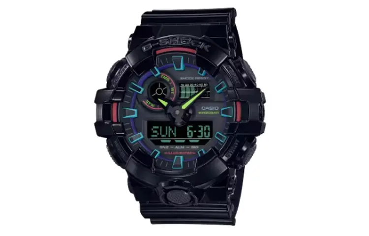 

CASIO Часы Men Liquid Crystal/Analog Dual Display Series 58mm Black Watch GA-700RGB-1A