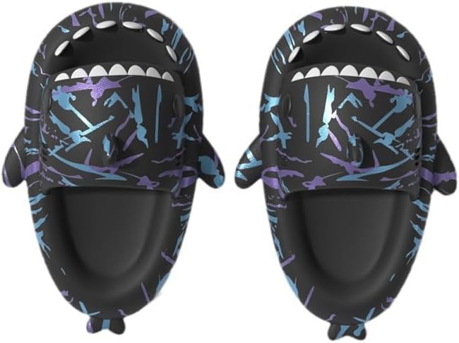 

Тапочки FSwinder в стиле киберпанк с милым мультяшным рисунком акулы и облака для мужчин и женщин, черный
