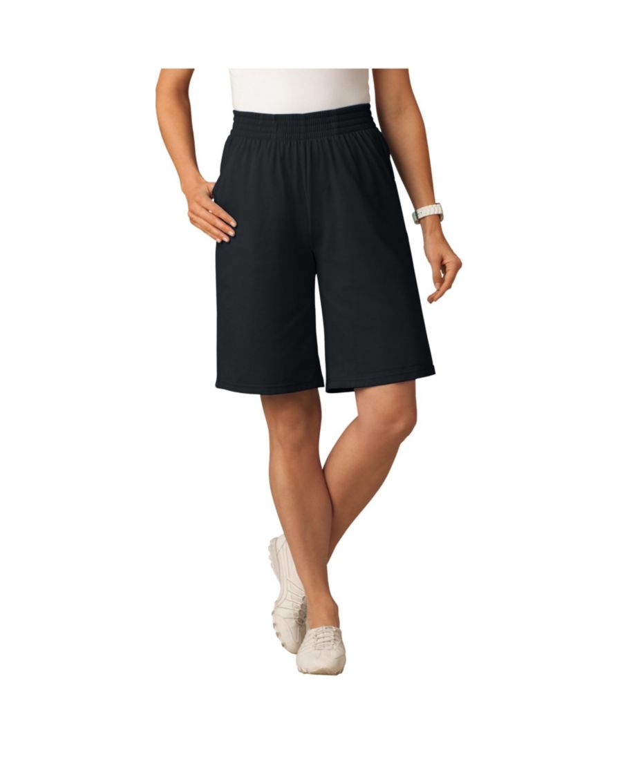 

Трикотажные шорты больших размеров с эластичным поясом Woman Within, Black