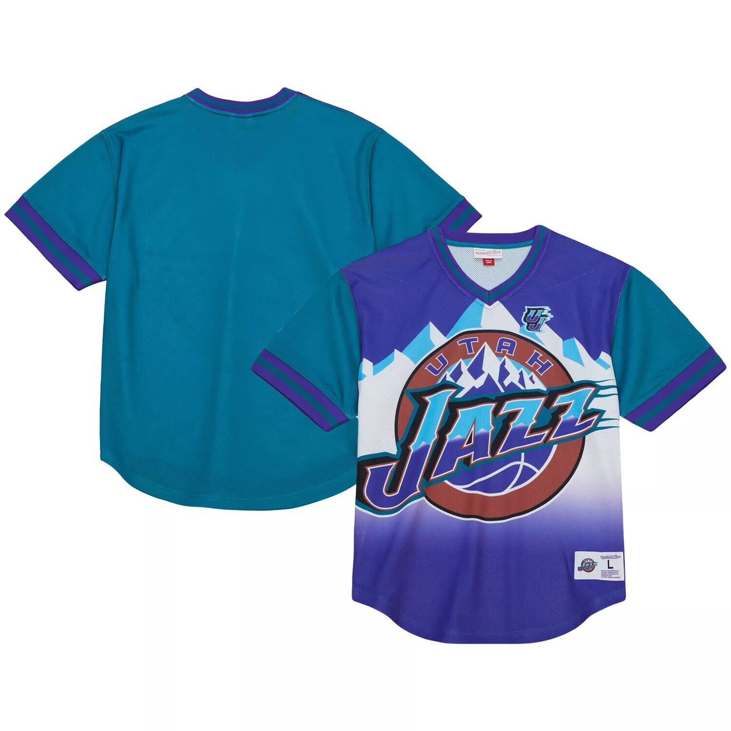 

Мужская футболка Mitchell & Ness Purple Utah Jazz Jumbotron 3.0 в сетку с v-образным вырезом