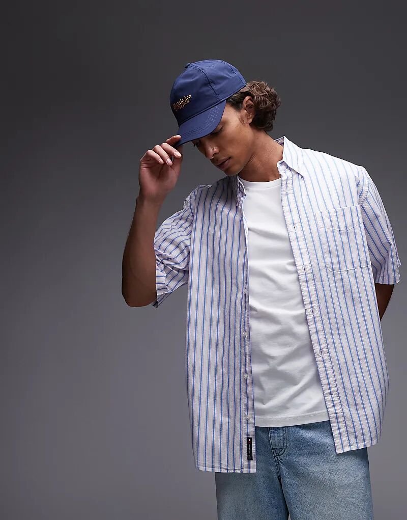 

Рубашка с короткими рукавами Tommy Jeans в синюю и кремовую полоску