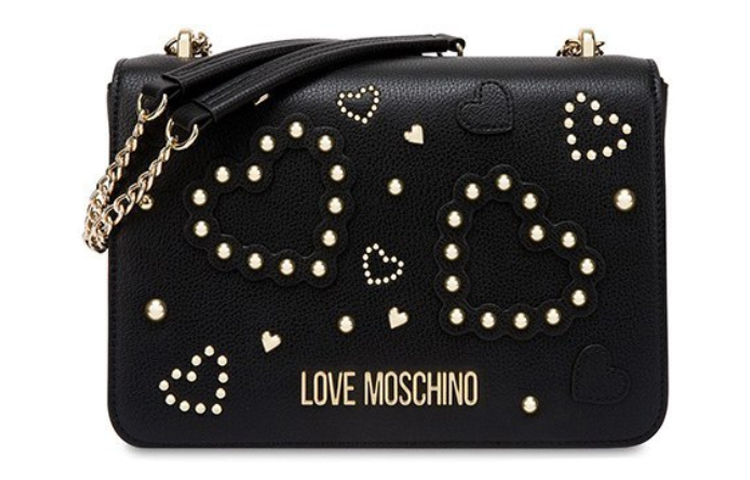 

MOSCHINO Полиуретановая маленькая квадратная сумка через плечо, женская, черная