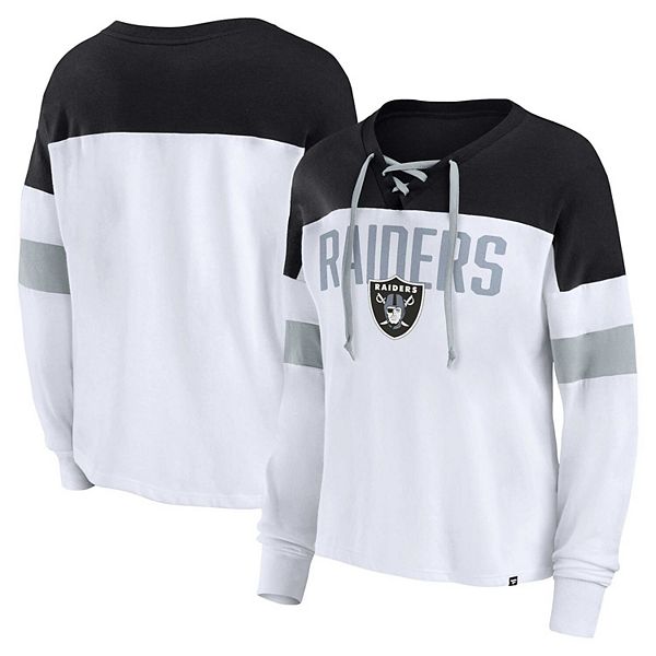 

Женский топ Fanatics Branded бело-черный Las Vegas Raiders Plus Size Even Match с длинными рукавами и шнуровкой Unbranded