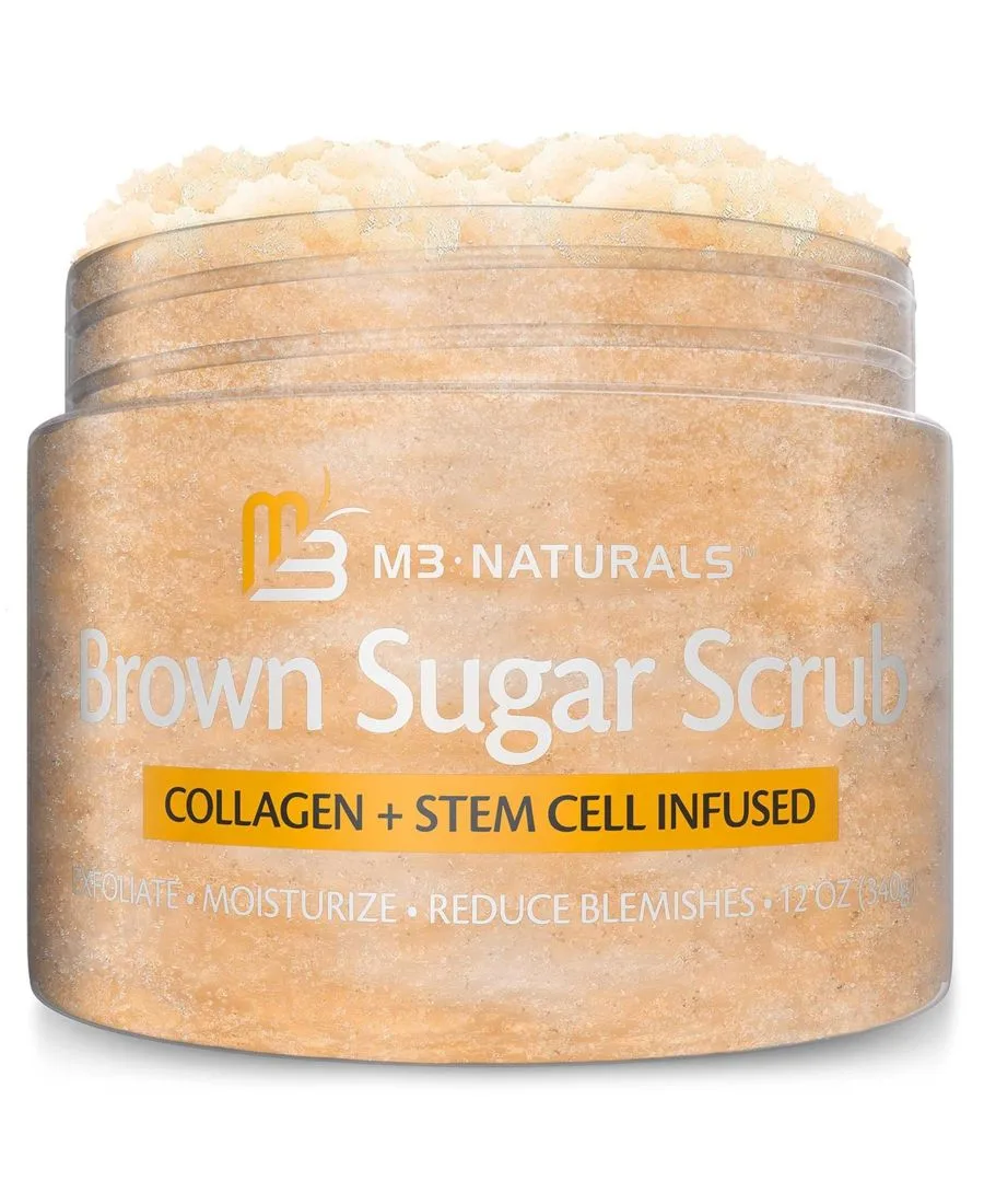 M3 Naturals Скраб для тела M3 с коричневым сахаром и коллагеновыми стволовыми клетками, отшелушивающий скраб для тела и лица, 355 мл