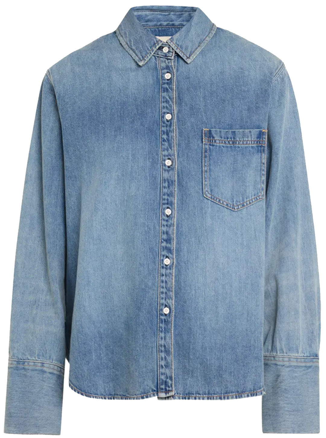 

Женская джинсовая рубашка свободного покроя Alice + Olivia, цвет Sadie Light Vintage Blue, синий