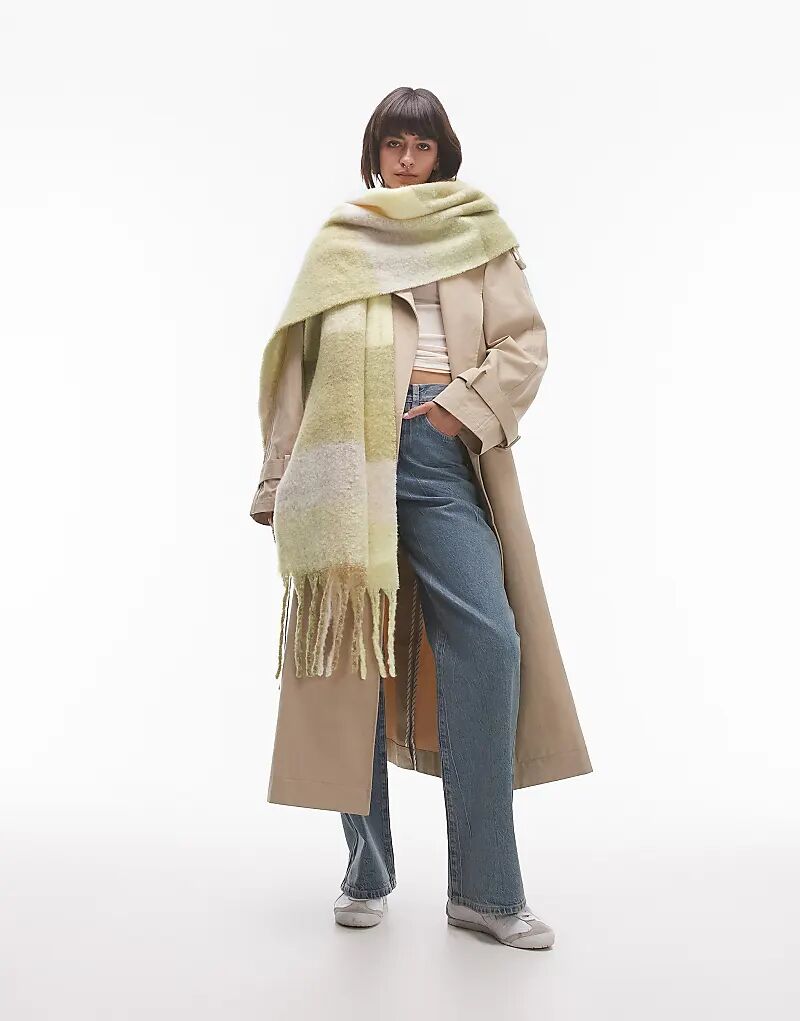 

Клетчатый шарф-одеяло в зеленом цвете Topshop