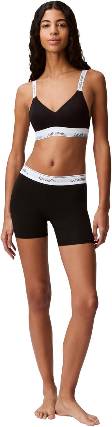 Женский современный хлопковый бюстгальтер-бралетт Calvin Klein с легкой подкладкой, Black — фото 3