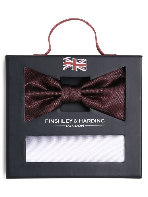 

Шелковый галстук-бабочка и нагрудный платок Finshley & Harding London, бордовый