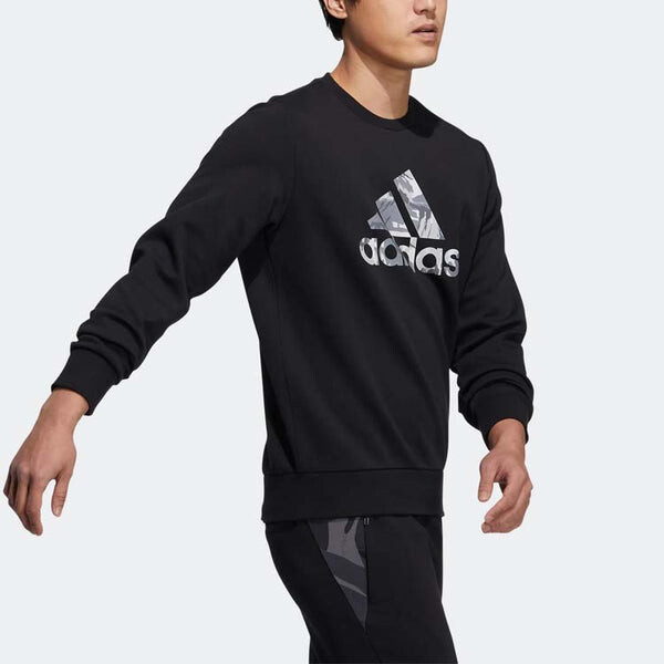 Толстовка Men's adidas Camouflage Printing Logo Round Neck Sports Long Sleeves Black, черный — фото 4