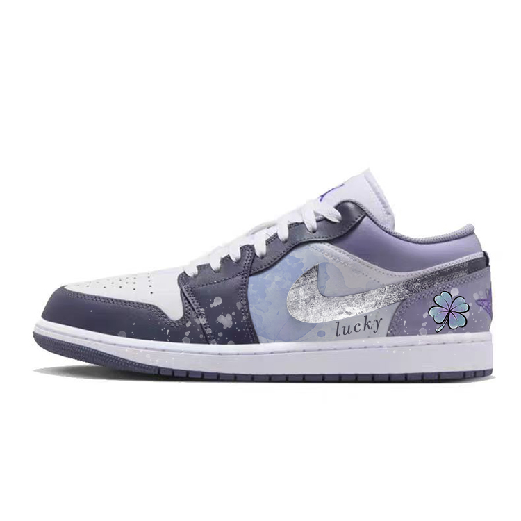 

Jordan Баскетбольные кроссовки Air 1 Anti Slip, износостойкие, низкие, винтажные, мужские, фиолетово-белые