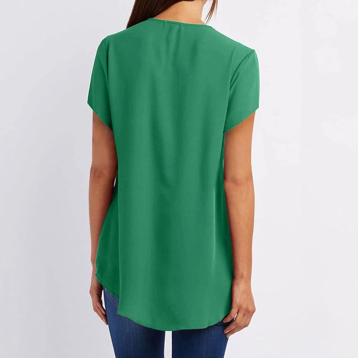 Блуза с корсетом, длинным рукавом, V-образным вырезом, Plus Size, Mint Green — фото 3