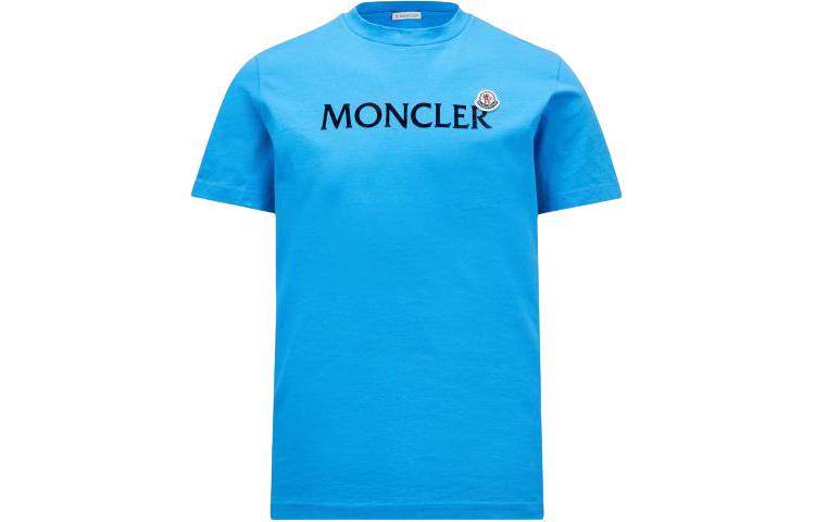 

Футболка с круглым вырезом и флокированным узором Moncler, синий