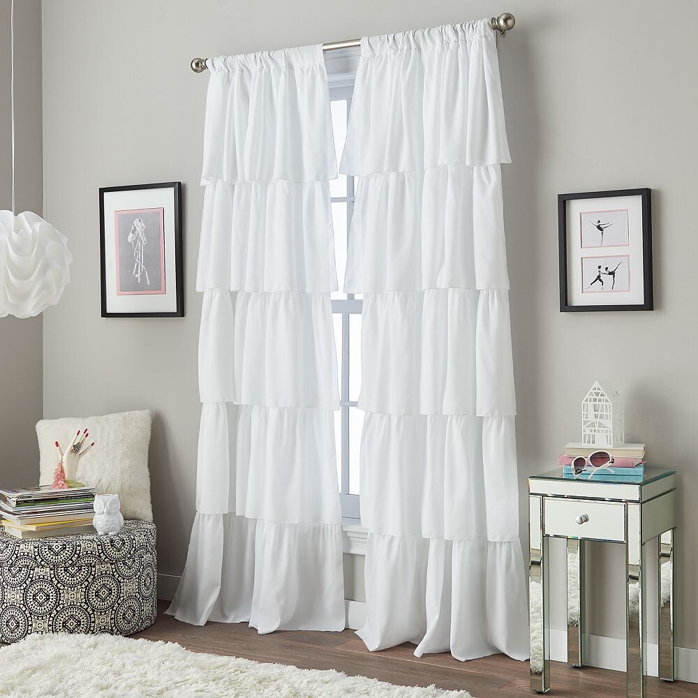 

Оконные шторы с 1 панелью и оборками Curtainworks, белый