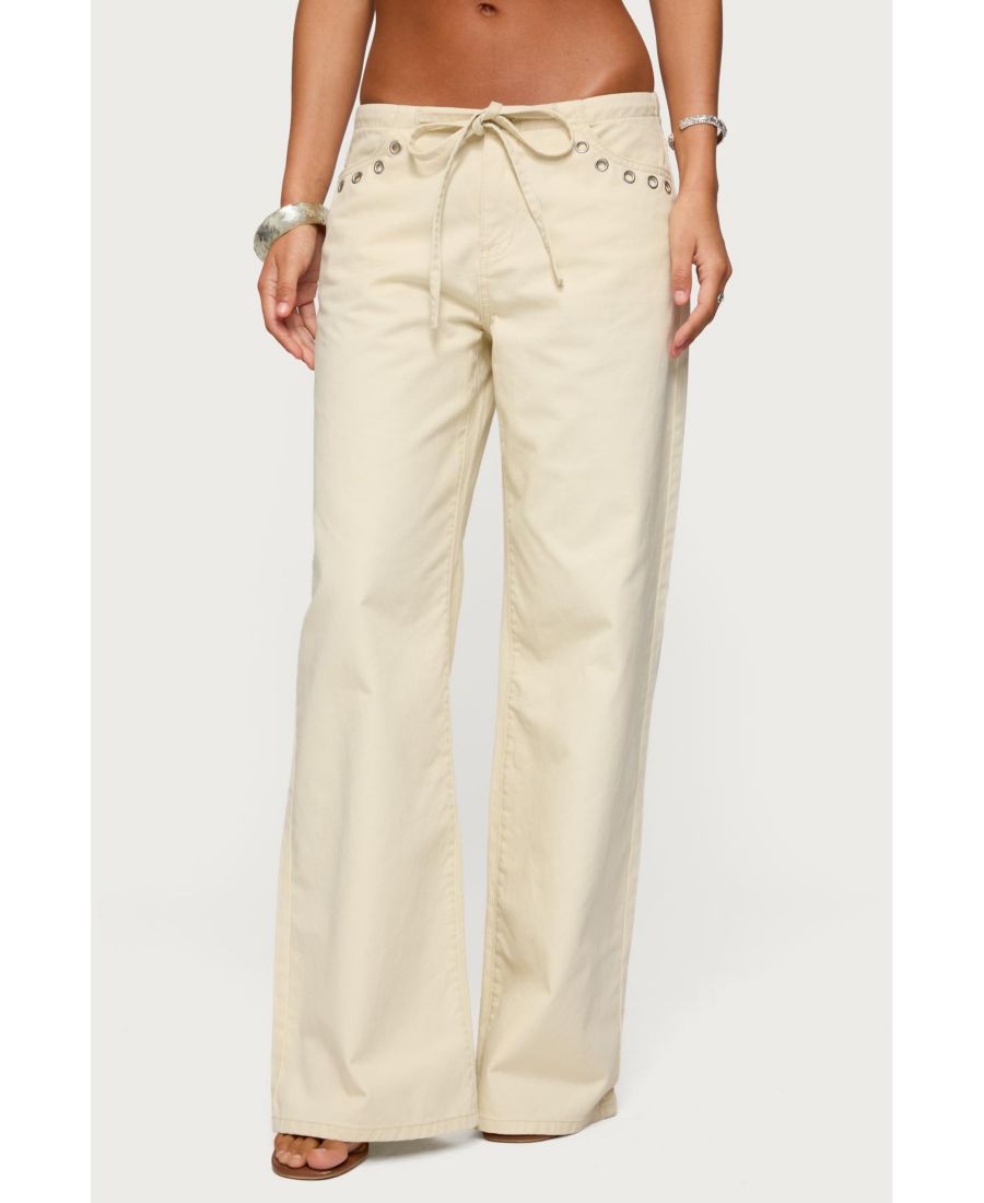 

Женские джинсы с завязками на талии и низкой посадкой Edikted, Beige