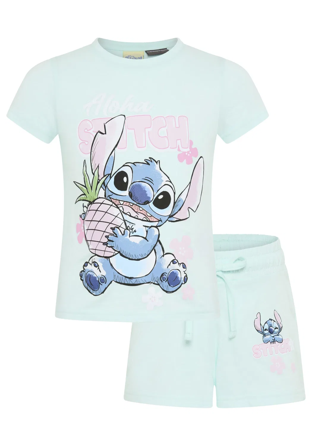 Футболка и шорты с принтом Stitch Kidsworld, бирюзовый
