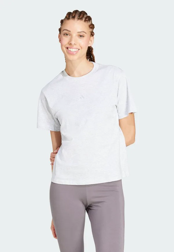 Базовая футболка essentials с небольшим логотипом Adidas Sportswear, Light Grey Heather/White