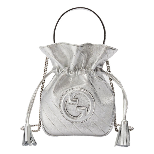 

Сумка blondie mini bucket bag 'silver leather' Gucci, серебряный