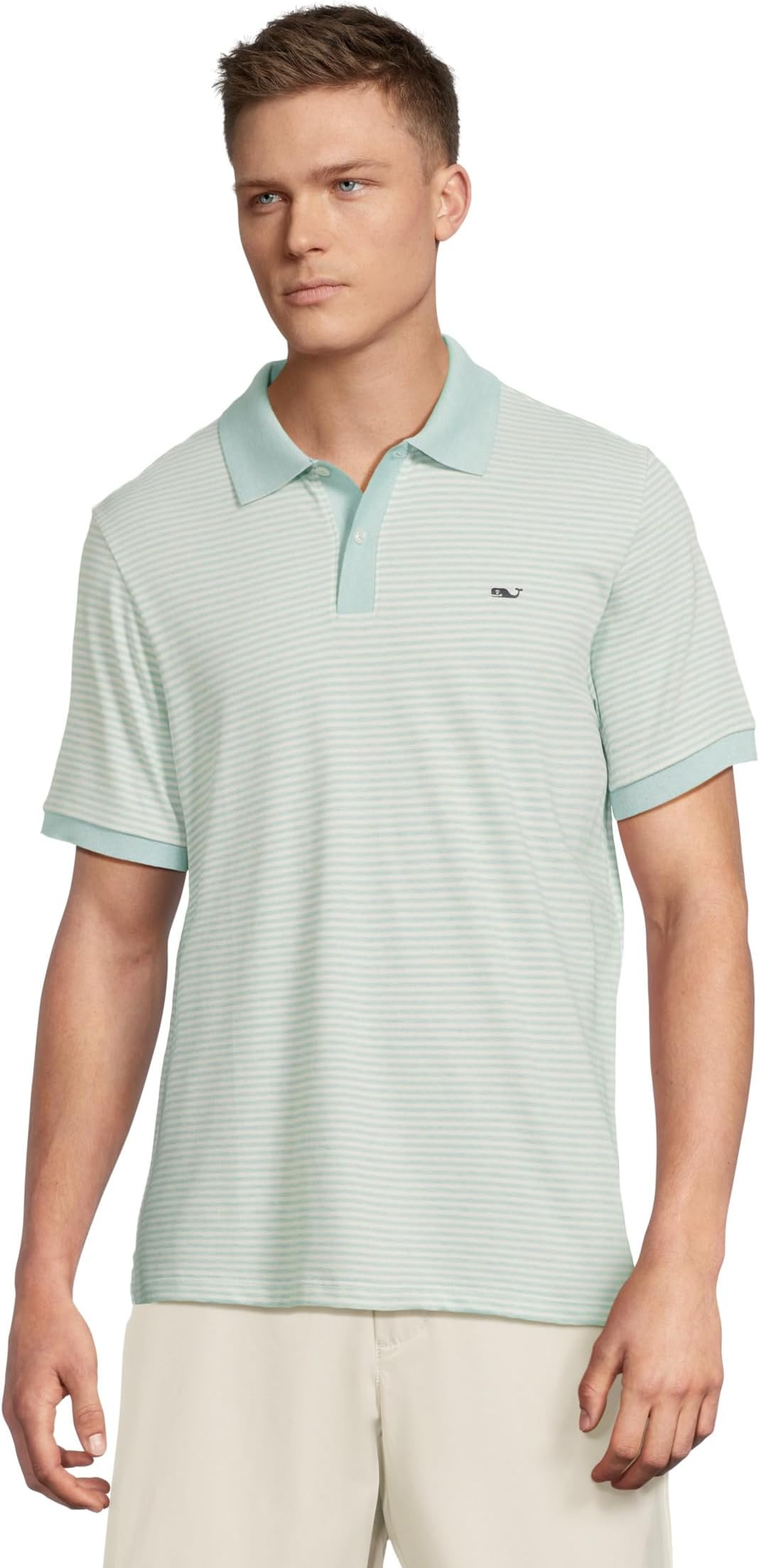 

Футболка Vineyard Vines Stripe Edgartown Pique Polo, цвет Aqua Haze