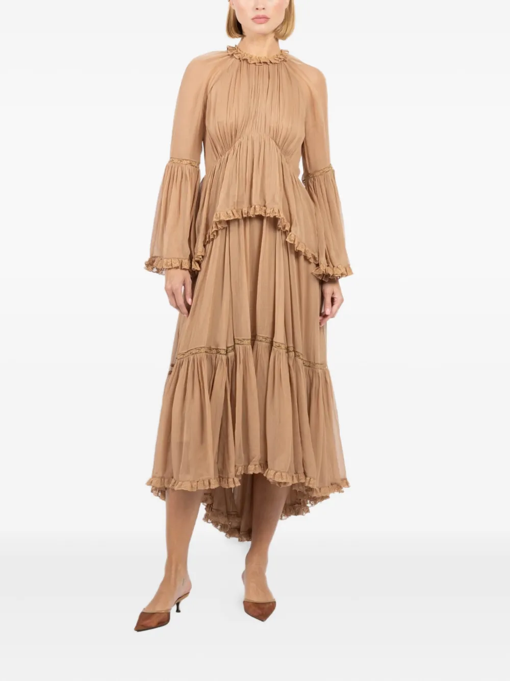 

Платье миди Hypnotic с асимметричным подолом ZIMMERMANN, нейтральный