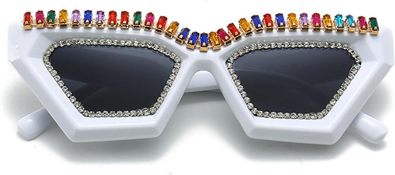 

Laureles Модные солнцезащитные очки с кристаллами в стиле «кошка» Y2K для женщин, винтажные, красно-черные, с градиентом, квадратные, для мужчин, в стиле хип-хоп, White-multicolor