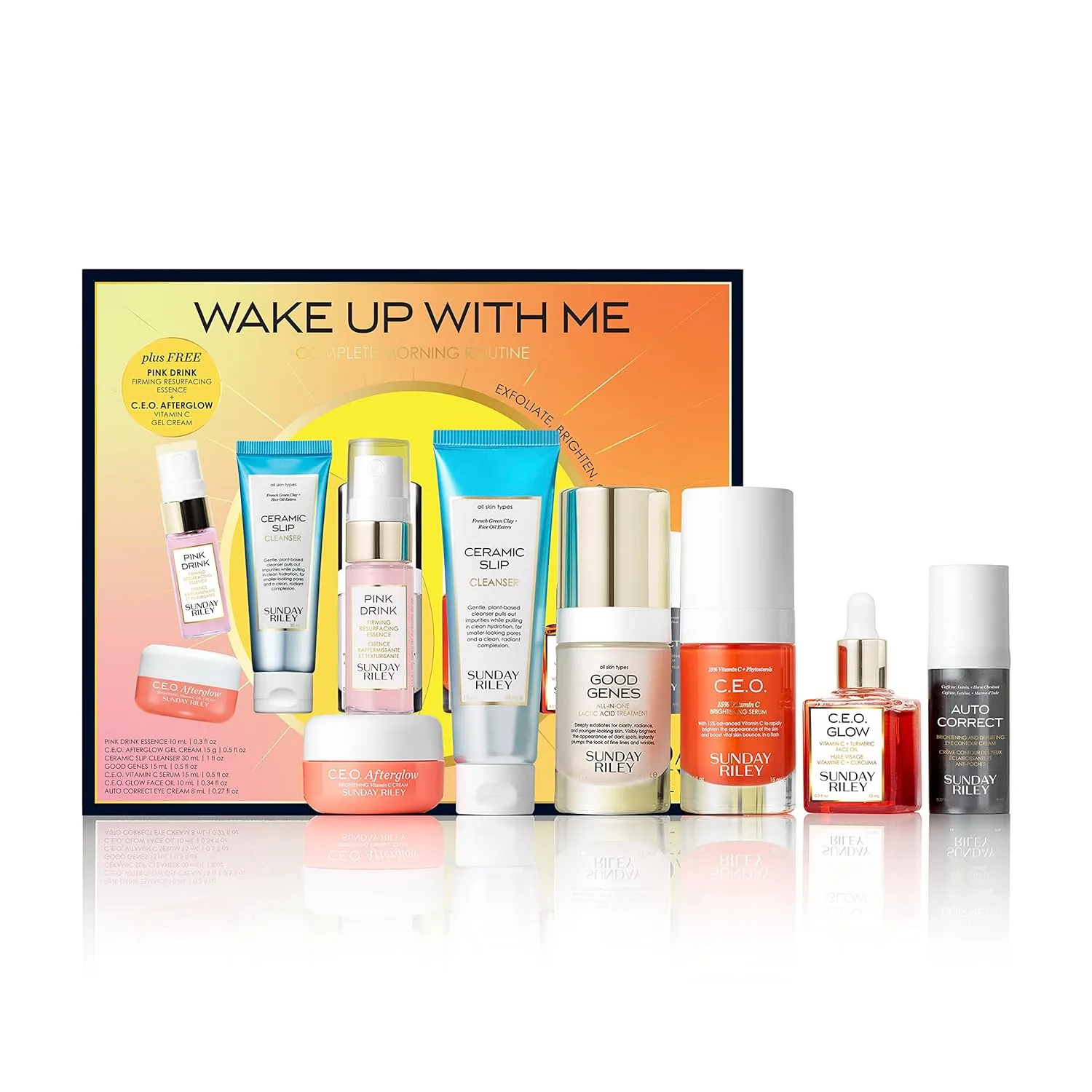 Набор для осветления кожи Sunday Riley Wake Up With Me Complete Brightening Morning Skincare Set Один размер, Orange
