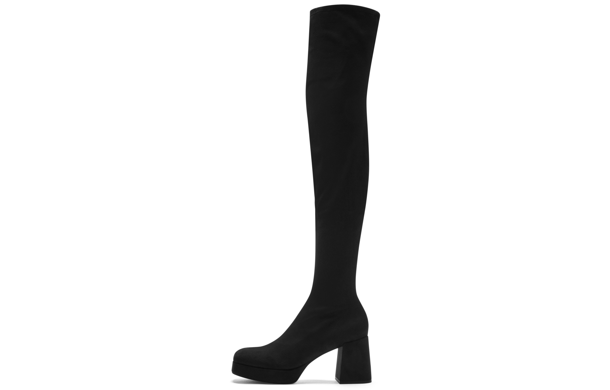 CHARLES&KEITH Черные текстурированные ботильоны до колена на каблуке 8 см, цвет BLACK TEXTURED Black Textured