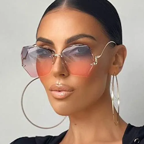 

Солнцезащитные очки без оправы для женщин, градиентные солнцезащитные очки, винтажные женские очки для путешествий, защита от УФ-излучения UV400 MTZJH, 3