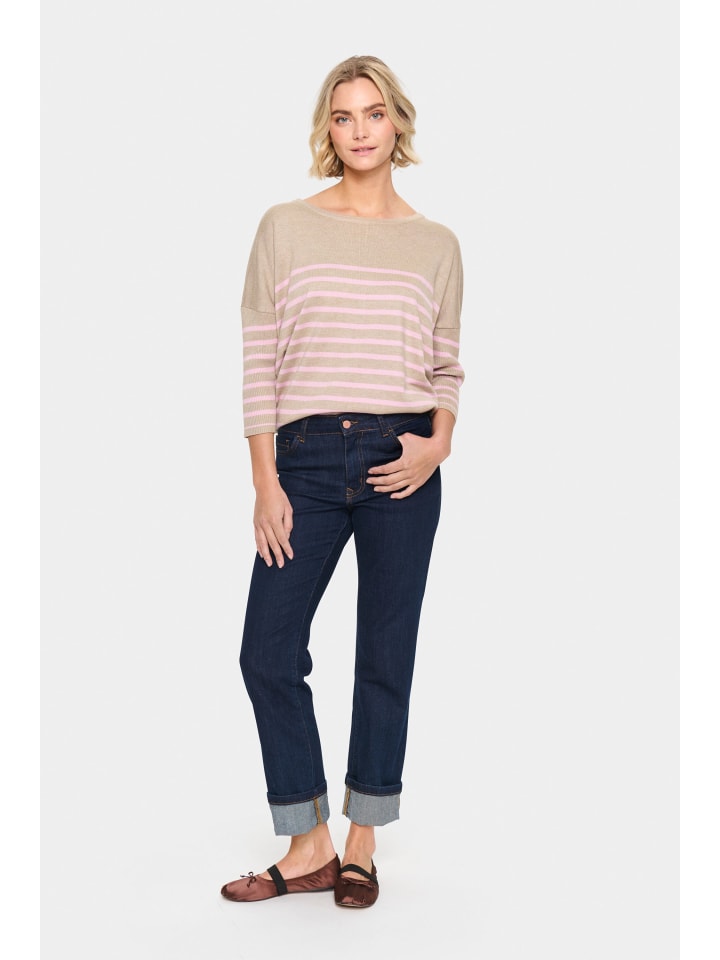 

Вязаный свитер MilaSZ свободного кроя в цвете Plaza Taupe Pink Stripe SAINT TROPEZ