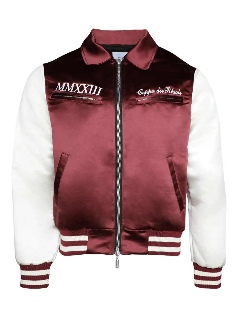 

Атласная куртка-бомбер с молнией спереди RHUDE, коричневый