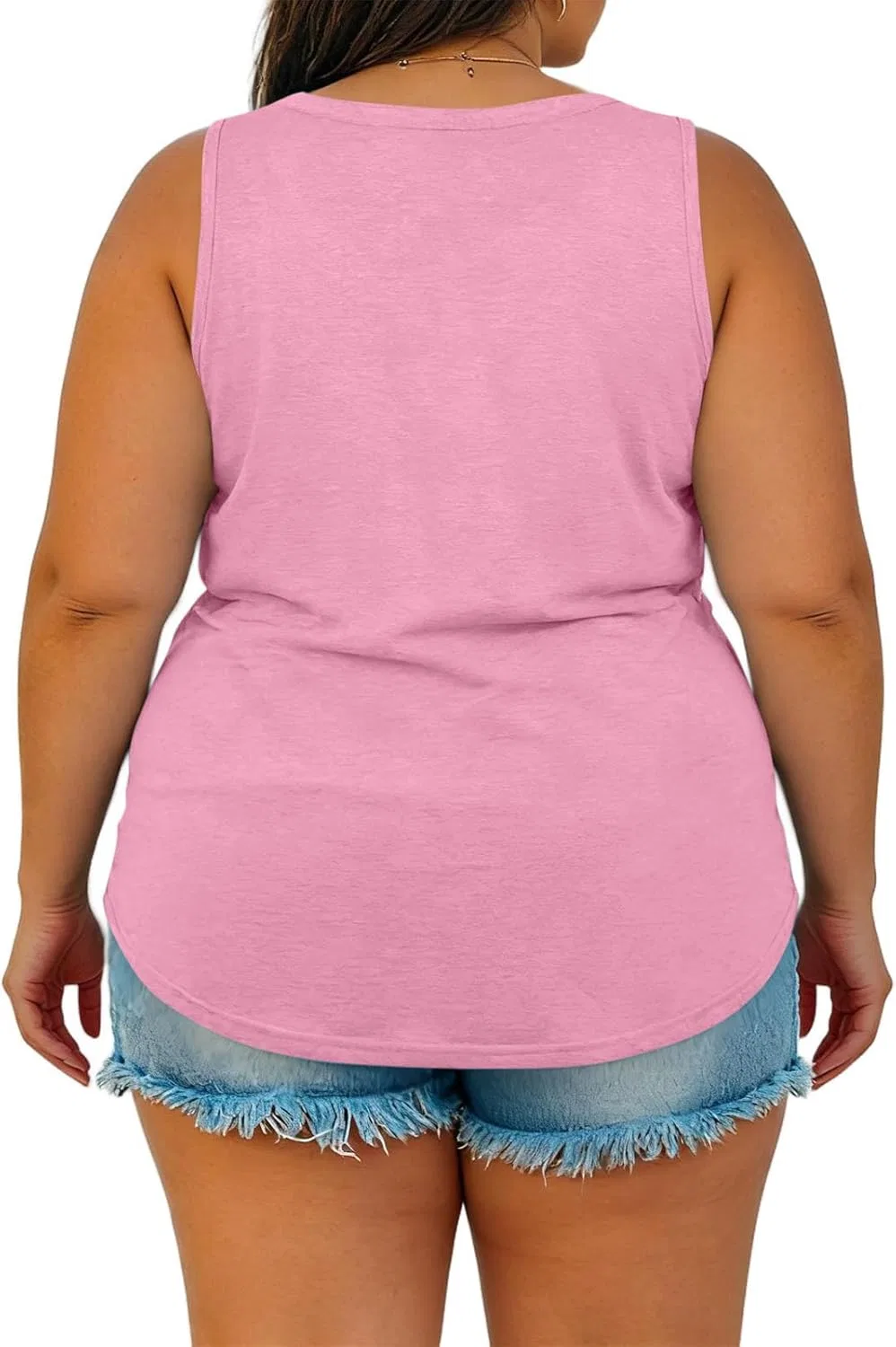Топ женский V-образный вырез, Plus Size, Pink — фото 4