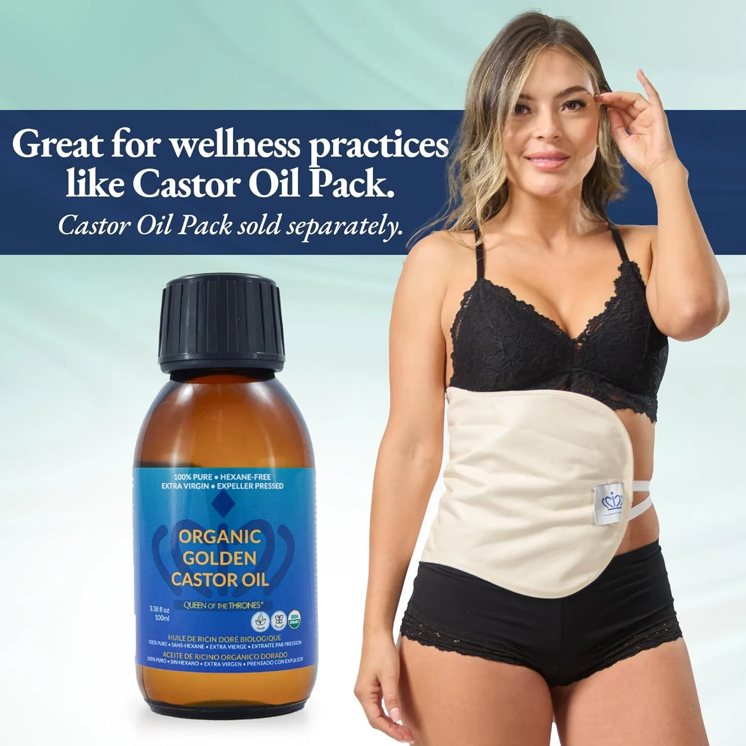 Средство для снятия макияжа Queen of the Thrones — Волос и ногтей Organic Golden Castor Oil, 100 мл — фото 2