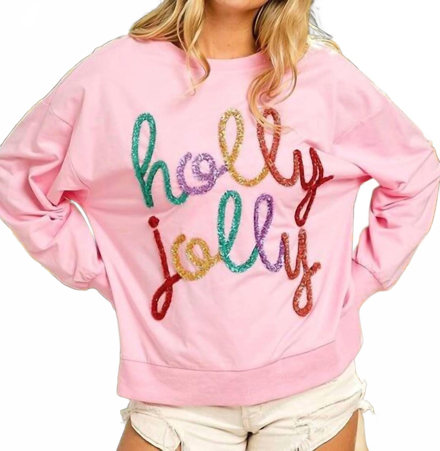 

Women's The Holly Jolly Sweater Top In Pink BiBi