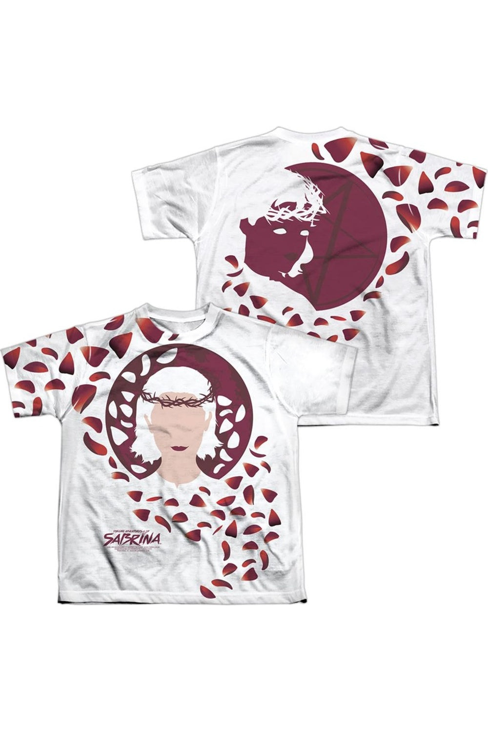 

Футболка с коротким рукавом для подростков "Chilling Adventures Of Sabrina: Crown Of Thorns" (принт спереди и сзади) Gildan, белый