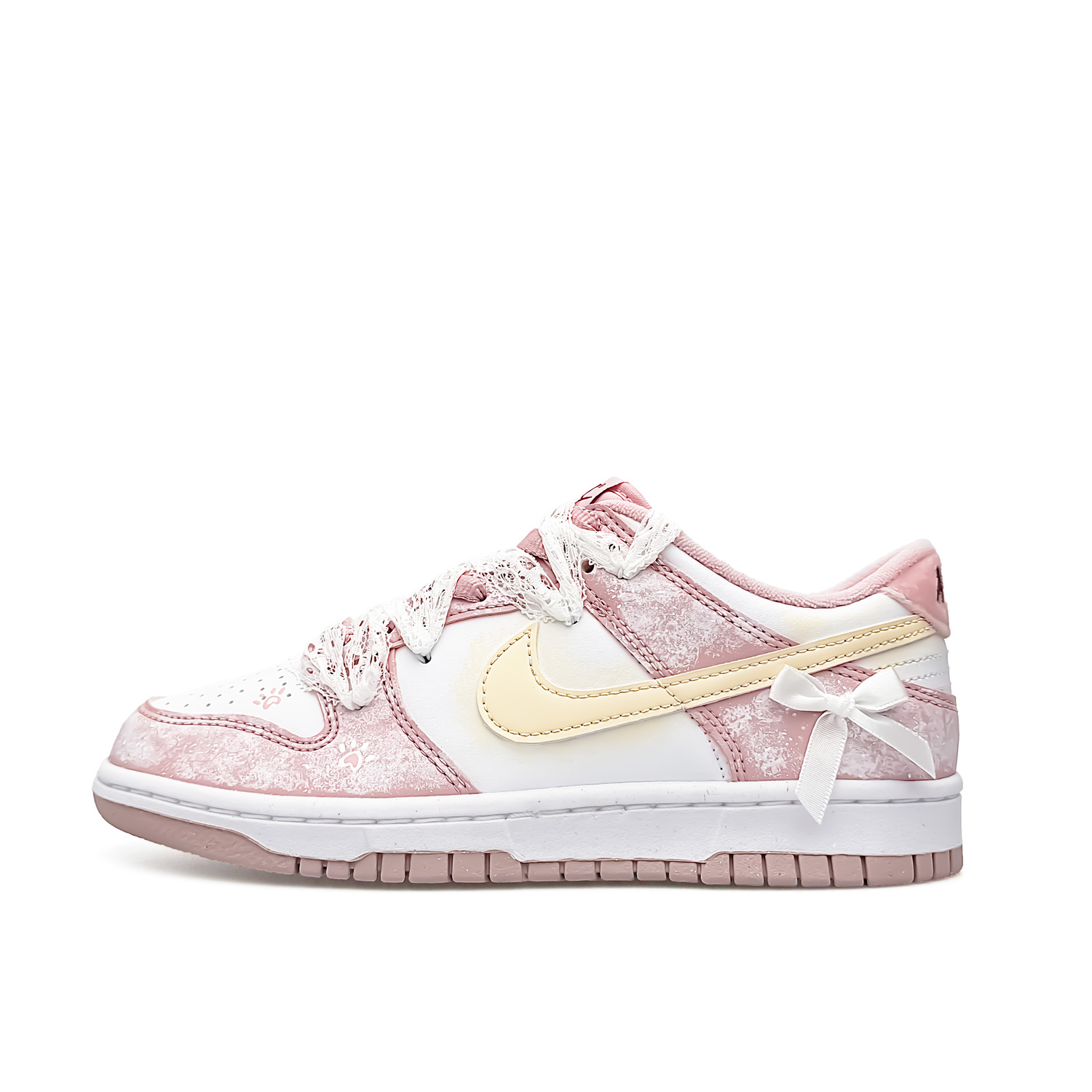 Dunk Preserved Pink Peach Low top детские скейтборд кроссовки розовый белый унисекс Nike, розовый — фото 3