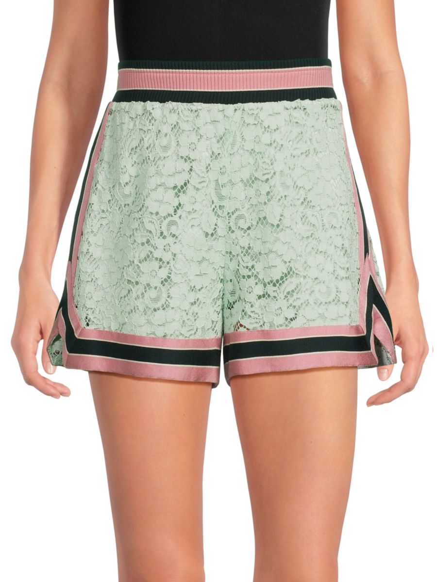 

Шорты с высокой талией и кружевной отделкой Dolce&Gabbana, цвет Light Green