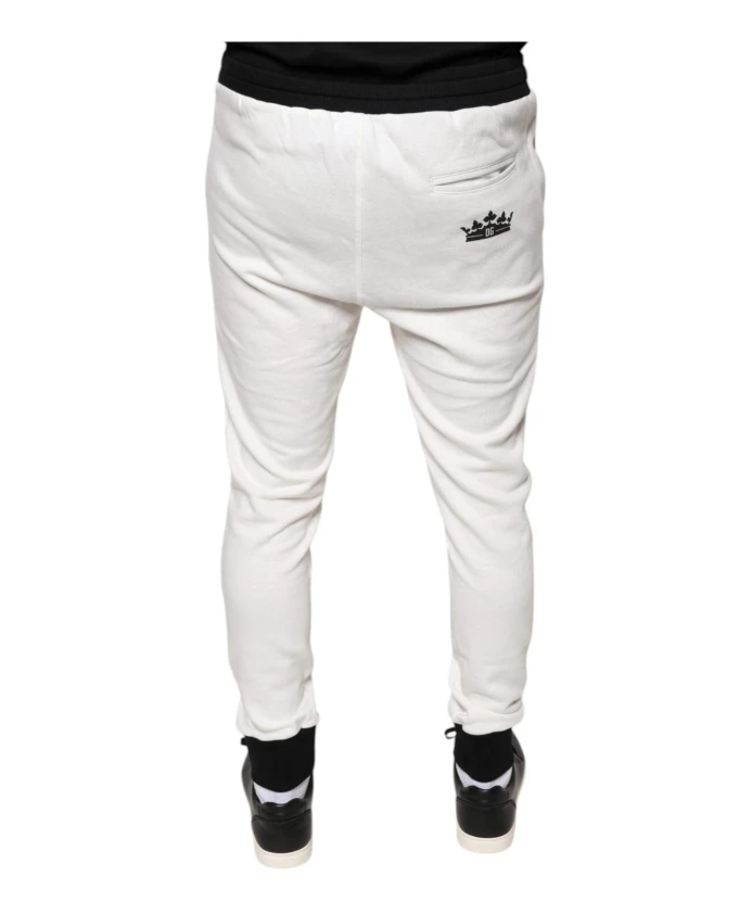Белые хлопковые спортивные штаны-джоггеры на шнуровке Dolce & Gabbana, белый — фото 3
