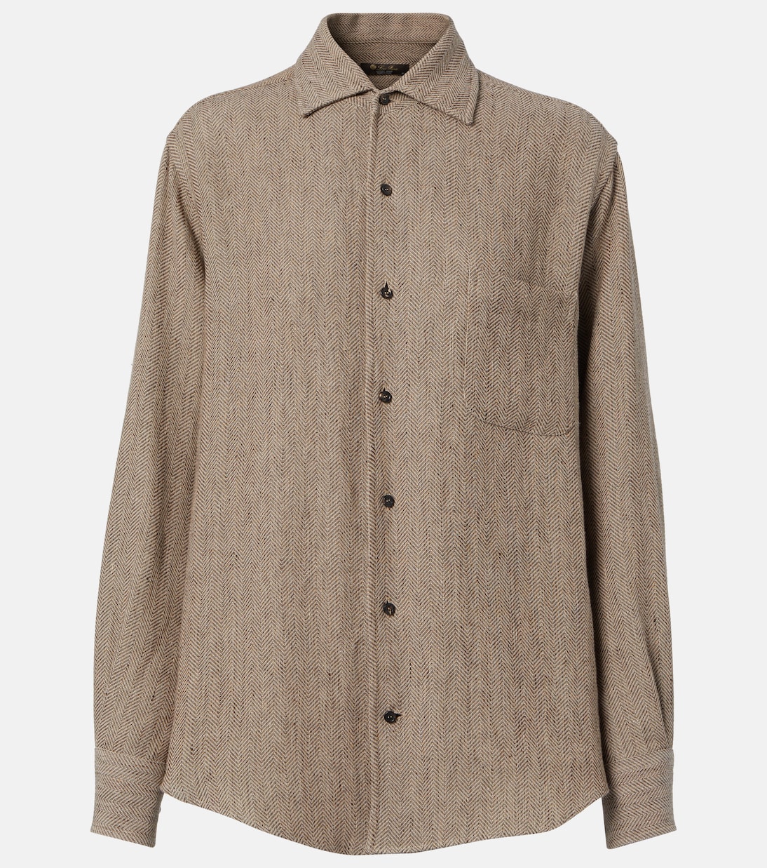 

Рубашка из льняного крепа André с шевроном Loro Piana, Brown Chevron