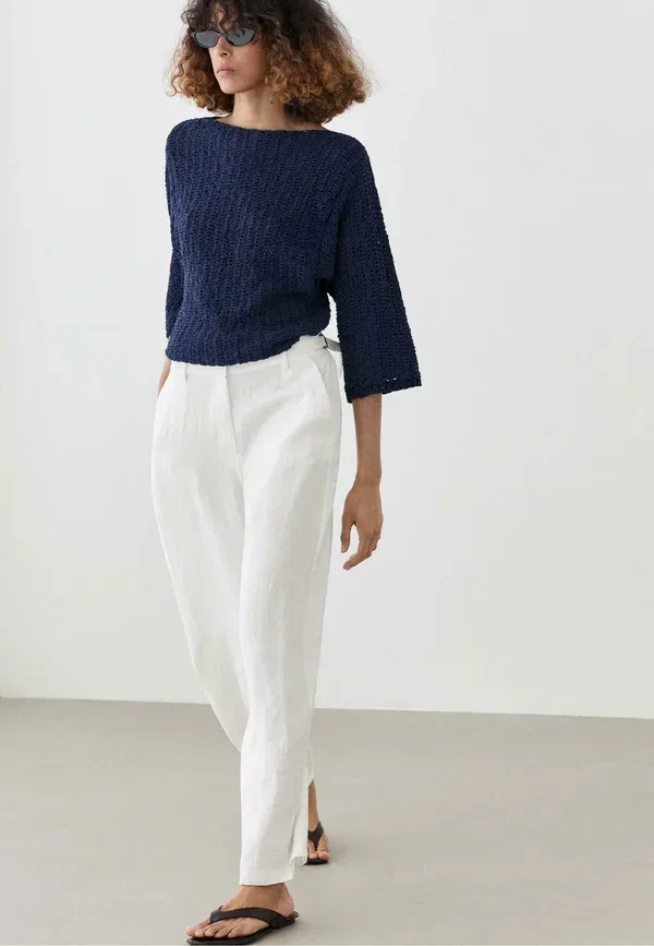 Брюки свободного кроя с пряжками Massimo Dutti, белый
