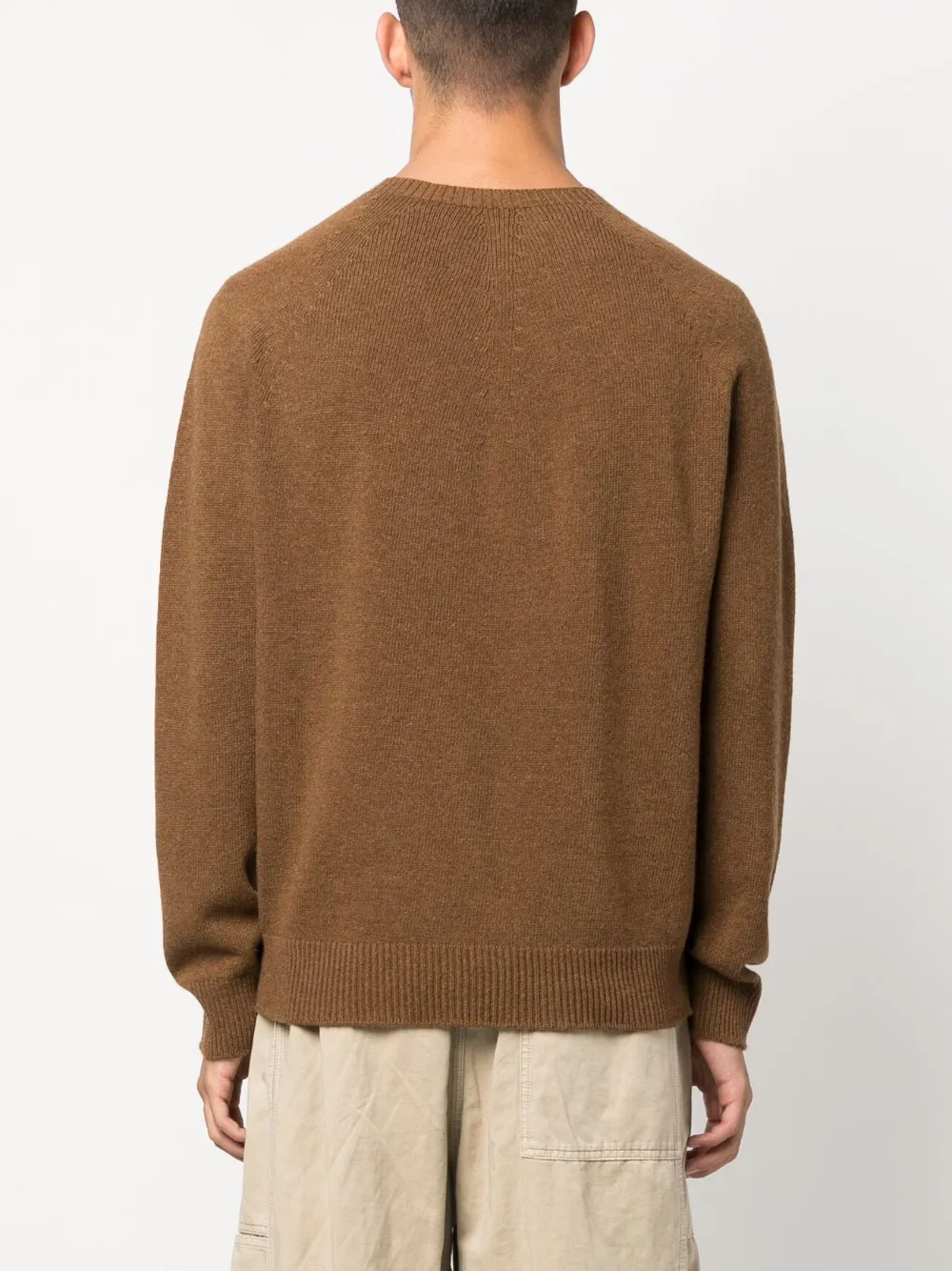 Джемпер из смеси шерсти и кашемира тонкой вязки JIL SANDER, коричневый — фото 4