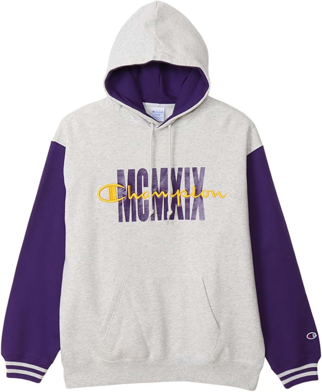 

Мужская толстовка Champion с длинными рукавами, флисовой подкладкой, из хлопка, свободного кроя, с капюшоном, с графическим логотипом, модель Action Style, C3-A107, меланжевый серый