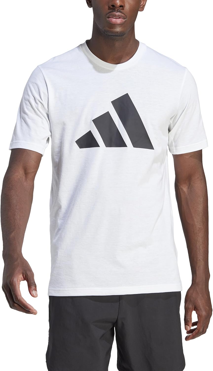Мужская тренировочная футболка Adidas BXH37 с коротким рукавом, логотипом Train Essentials Feelready, белый/черный — фото 2