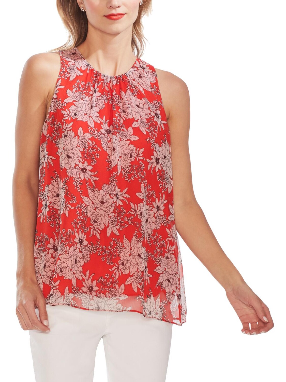 

Женская блузка с ботаническим цветочным принтом Vince Camuto, цвет Crimson Red
