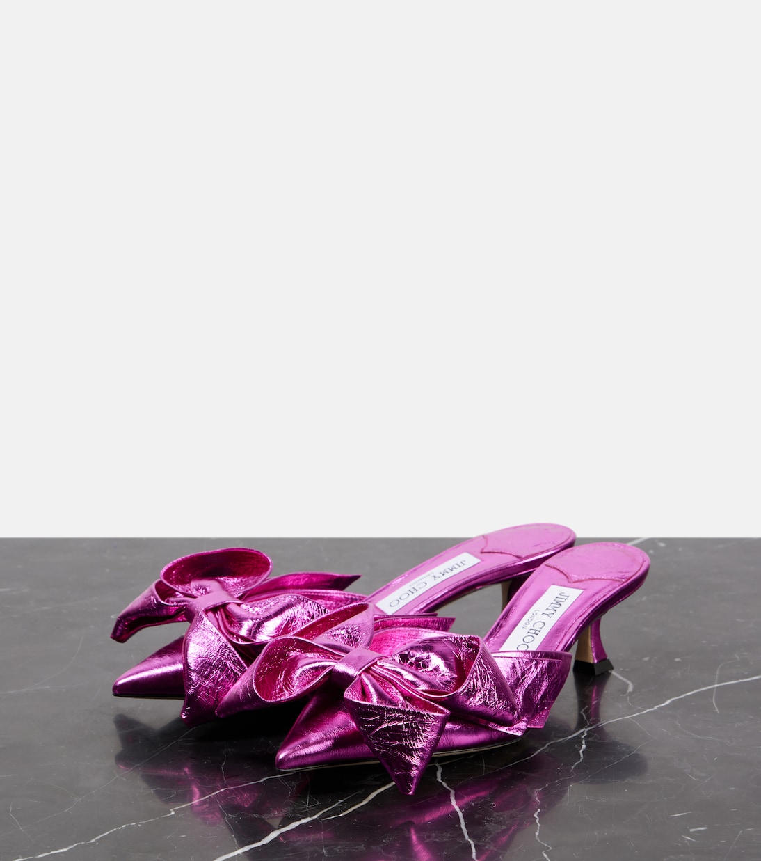 Мюли Staz 50 из металлизированной кожи Jimmy Choo, Magenta — фото 4