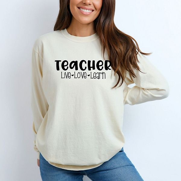

Футболка Teacher live love learn с длинным рукавом Simply Sage Market, Ivory, Зеленый, Футболка Teacher live love learn с длинным рукавом Simply Sage Market, Ivory